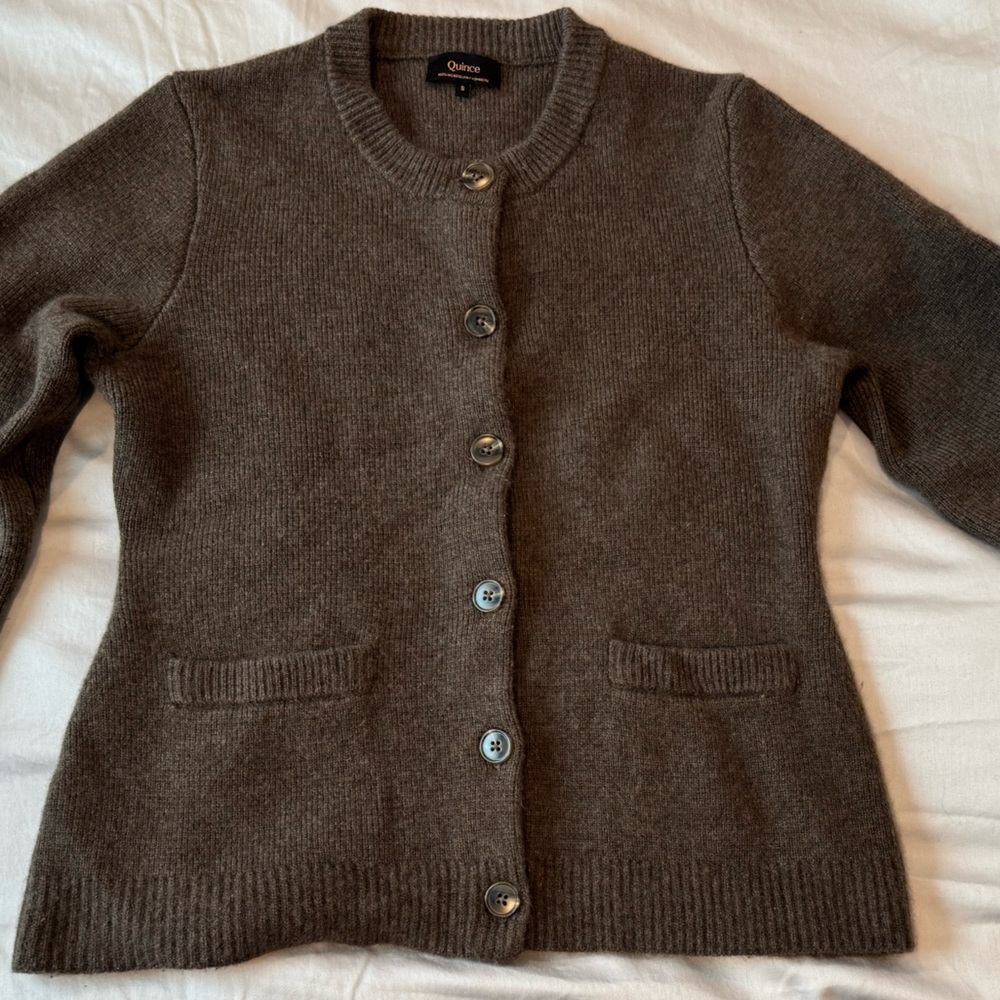 Quince Brown 100% Cashmere Cardigan